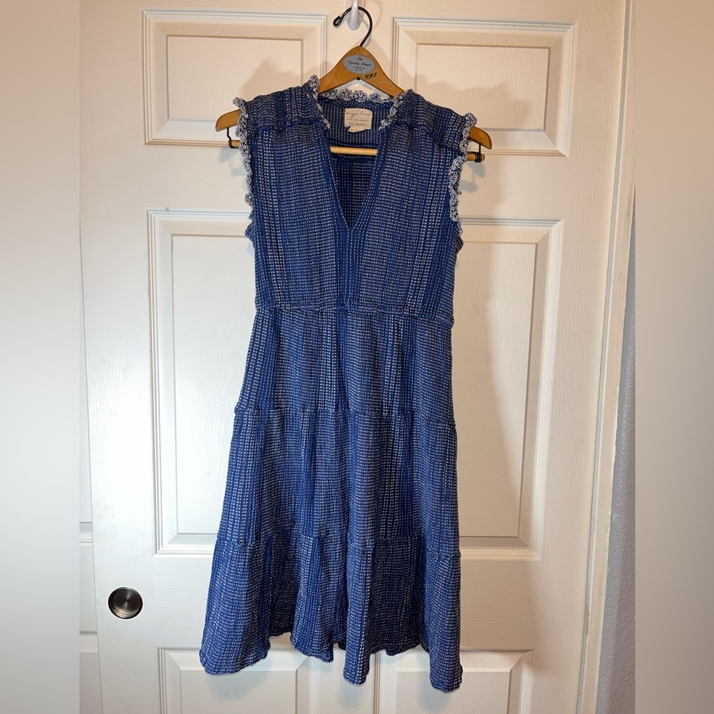 Evy's Tree Blue Textured Midi Dress